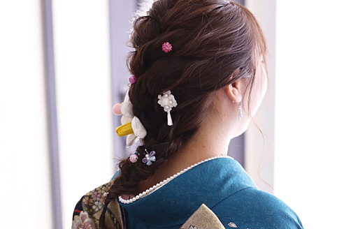 振袖ヘアスタイル編み込み