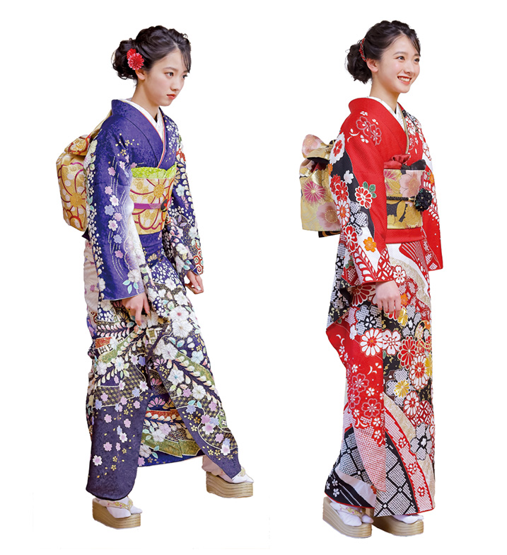 振袖を着た時の歩き方の悪い例と良い例を比べた画像