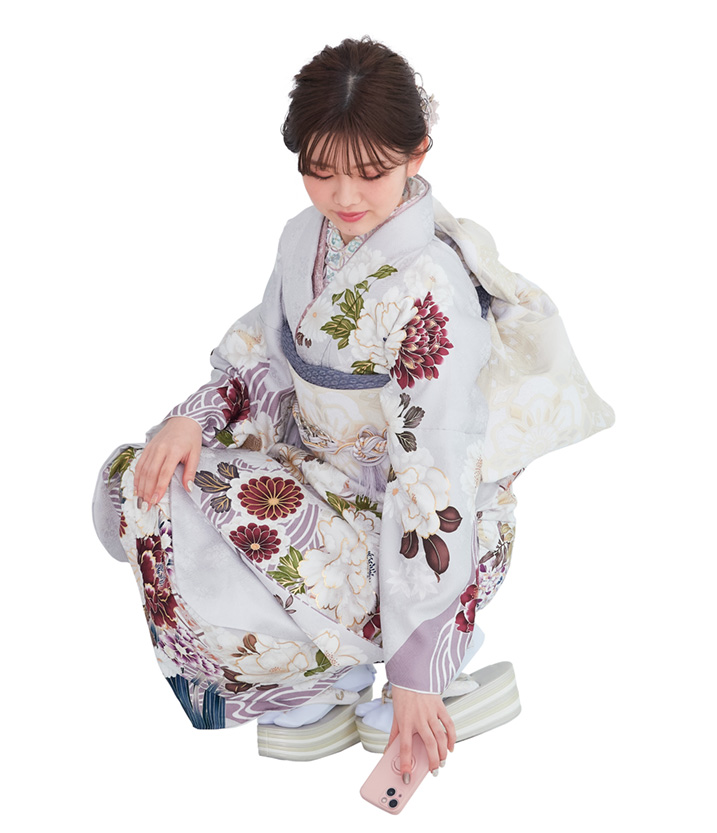 振袖を着て物を取る時の見本の画像